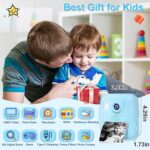 GKTZ Kids Camera Instant Print – 1080P HD Instant Print Photo – Christmas Birthday Gifts for Age 4 5 6 7 8 9 10 Girls Boys – Portable Toy with 3 Rolls Photo Paper, 5 Color Pens, 32GB Card – Blue