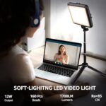 LED Photography Lighting Kit, NiceVeedi 2-Pack 8” Portable Video Light with Adjustable Tripod Stand, 2800K-6500K Dimmable Softlight Studio Light for for Zoom, Game Streaming, YouTube