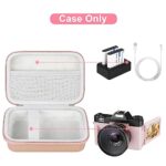 Canboc Digital Camera Case for Femivo/IWEUKJLO/VETEK/VJIANGER 4K 48MP Vlogging Camera for Photography and Video, Mesh Pocket fit Batteries, USB Cable, SD Card, Rose Gold (Case Only)