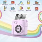 FUNKAM Instant Print Camera for Kids – 2.4″ HD 1080P – with 32GB SD Card, 5 Markers, Stickers, 5 Paper Rolls, Lanyard. Camera Boys and Girls from 3 to 14 Years Old. -Birthday Gifts – Purple