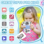 Instant Print Camera for Kids, Christmas Birthday Gifts for Age 3-12, 2.4 Inch Screen Children Selfie Digital Camera, Toddlers Portable Travel Toys for 3 4 5 6 7 8 9 10 Year Old Girls Boys (Blue)