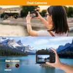4K Digital Cameras for Photography – lovpo 56MP Autofocus Vlogging Camera for YouTube with Front and Rear Lens, 18X Zoom, WiFi Point and Shoot Camera with SD Card, 3″ HD Screen, 2 Batteries