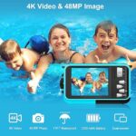 4K Underwater Camera with 32GB Card 1250mAh Battery 48MP Autofocus 11FT Waterproof Camera Dual-Screen Selfie 16X Underwater Camera for Snorkeling Waterproof Floatable Digital Camera
