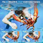 Underwater Camera, UHD 4K 48MP Autofocus Waterproof Camera with 16X Zoom Selfie Dual Screens,11FT Compact Waterproof Digital Camera with 64GB Card,Fill Light Underwater Camera for Snorkeling(Blue)