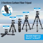 SIRUI Carbon Fiber Travel Tripod with 360° B-00K Arca-Swiss Ballhead, Mini Desktop Tripod for Mirrorless Cameras, Folded Height 12.1″, Max Height 16.6?