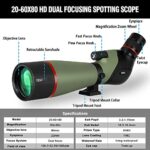 Gosky Newest 20-60X80 HD Dual Focusing Spotting Scope, BAK4 Prism 45 Degree Angled Eyepiece with Tripod, Smartphone Adapter, Scope for Bird Watching Target Shooting Hunting Wildlife Scenery