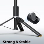 TODI 63″ Cell Phone Selfie Stick Tripod, Portable Tripod for iPhone with Wireless Remote, Extendable Smartphone Stand, All-in-1, Compatible with iPhone/Android