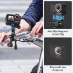 Hiicam Action Camera Speed 60 4K60FPS 48MP WiFi with 2.35″ HDR Touch Screen EIS 8X Zoom Remote Control,Bare Machine Waterproof 33FT with Waterproof Case 131FT, 2x2150mAh Battery, 30 Burst Vlog Camera