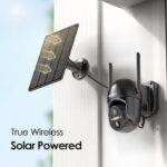 SEHMUA Solar Security Cameras Wireless Outdoor, 2K 360° View Battery Powered Outdoor Camera, WiFi Home Security with Spotlight Color Night Vision, PIR Sensor