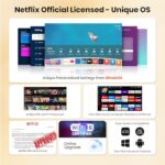 [NetfIix Official/Stereo Speakers] 4K Projector with Wifi and Bluetooth, 1080P Native Mini Projector Portable, One-Click Use Built-in NetfIix/YouTube/PrimeVideo/D+, Smart Home Outdoor Projector