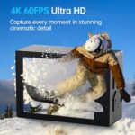 Hiicam Action Camera 4K60FPS 20MP with Touch Screen EIS Remote Control 131 FT Underwater Camera 5X Zoom Support Video&Photo Editing External Microphone Vlog Camera