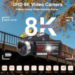 8K 64MP Video Camera Camcorder IR Night Vision Vlogging Camera 18X Zoom WiFi Digital Camera for YouTube 3.0” Touch Screen Camcorder with 64GB SD Card, 2 Batteries, Remote Control, Mic and Stabilizer