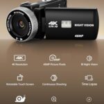 Dsoon Camcorder Video Camera 4K Ultra 48MP Vlogging Camera for YouTube 18X Digital Zoom Camcorder Recorder 3.0″ IPS HD Screen IR Night Vision with 64GB TF Card, Lens Cap, Mic, 2 Batteries