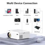 Mini Bluetooth Projector , 1080P projector 4k , projector for iphone, portable/outdoor/room/wall projectorr, compatible with Android/iOS/PS5/TV stick/laptop/USB/HDMI/USB (white)