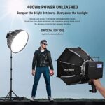 NEEWER Q4 400Ws 2.4G TTL Outdoor Studio Flash Strobe (New Look),1/8000 HSS 2800mAh Battery Powered Photography Monolight Speedlite 30W Modeling Lamp/400 Full Power Flash/0.01-1.2s Recycle/Bowens Mount