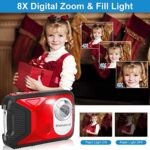 Waterproof Digital Camera with 32GB Card HD 1080P 36MP Underwater Digital Camera for Kids Teens Students Boys Girls(Red)