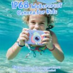 Underwater Camera, 48MP 5FT Waterproof Digital Camera with 32GB Card, Autofocus Floatable Waterproof Camera with HD Screen, 8X Digital Zoom, for Kids Water Park, Swimming (Foot Style, Blue)