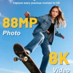 8K Digital Cameras for Photography, 88MP WiFi Vlogging Camera for YouTube Autofocus with 3.2″ Touch Screen,Dual Camera,Flash,16X Zoom Portable Travel Cameras Anti Shake with 64GB Card, 2 Batteries